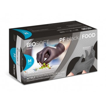 Biosoft PF black Food | pregledne nitrilne rukavice bez pudera (100kom) XS