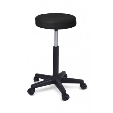 Revolving stool, 32cm Diameter, Black, Plastic base with castors