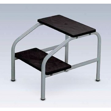 Mounting Steps, Two antislip, plastic steps, structure made of chrome plated steel tube, coated with gray epoxy color, 42 cm height