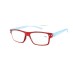Reading glasses Flex, red eye wires, blue temples; Diopters: +1, +1.50, +2, +2.50, +3 and +3.50 