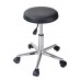 Revolving stool, 32cm Diameter, Black, Stainless steel base with castors and gas lift