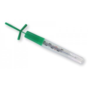 Mercury-Free glass thermometer for medical use with a convenient handle for shaking