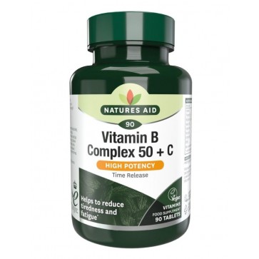 Natures aid Vitamin B kompleks 50 mg i Vitamin C, 30 tableta, Kvantum tim