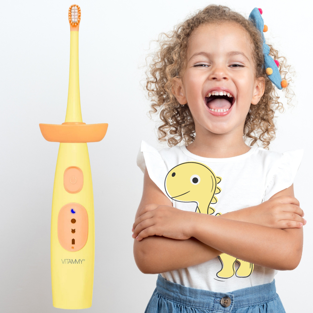 Vitammy DINO dječja sonična električna četkica za zube žuta